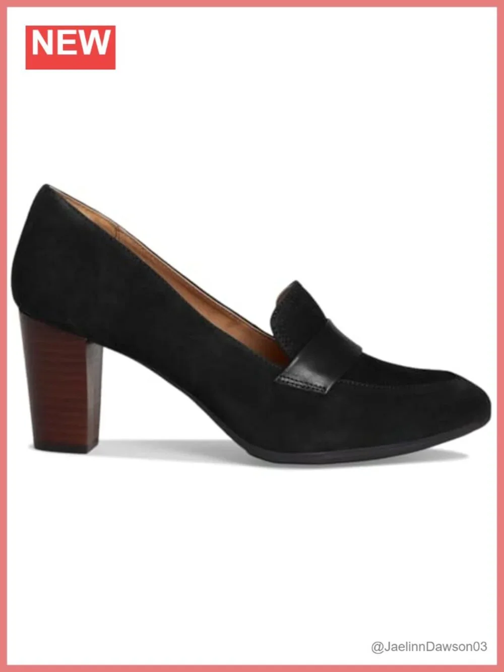 Women's Chunky Kitten Heel Loafers Pumps Slip On Faux Leather Comfort Office